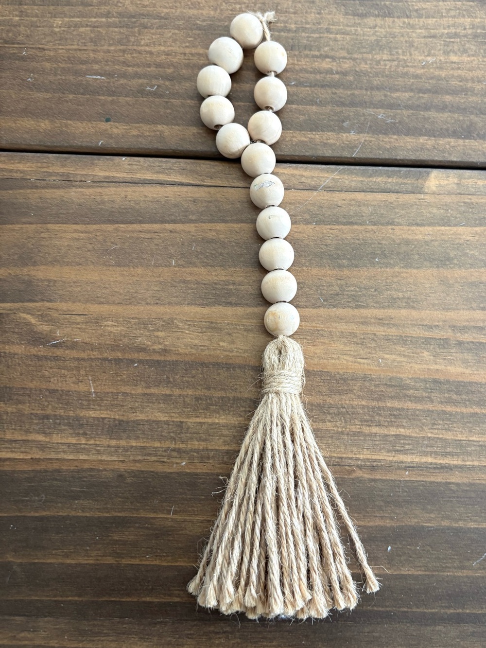 Wood Bead And Rope Tassel Decor
